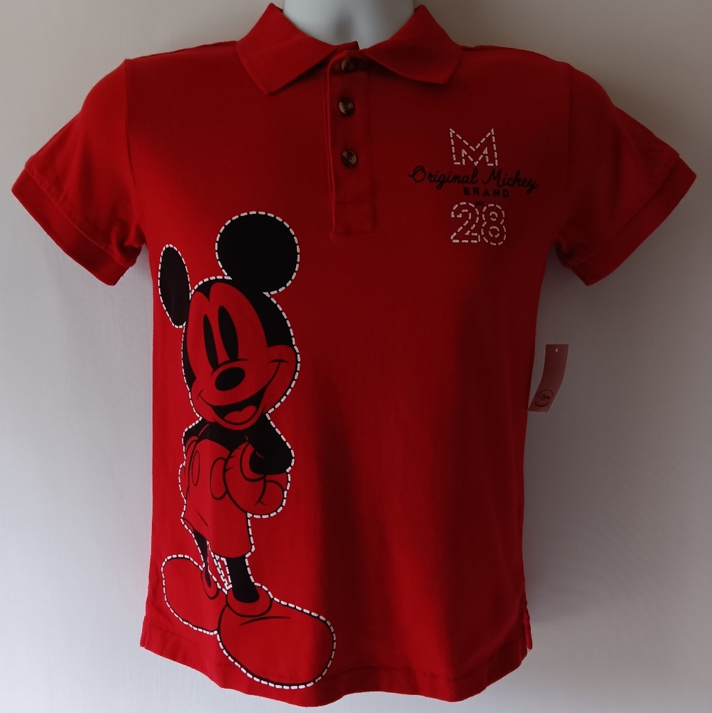 Disney Red Polo Shirt with Black Mickey Graphic - Picture 8 of 9